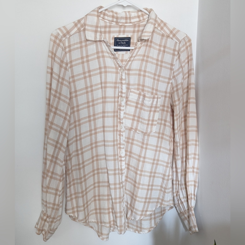A&F Puff Sleeve Plaid Shirt